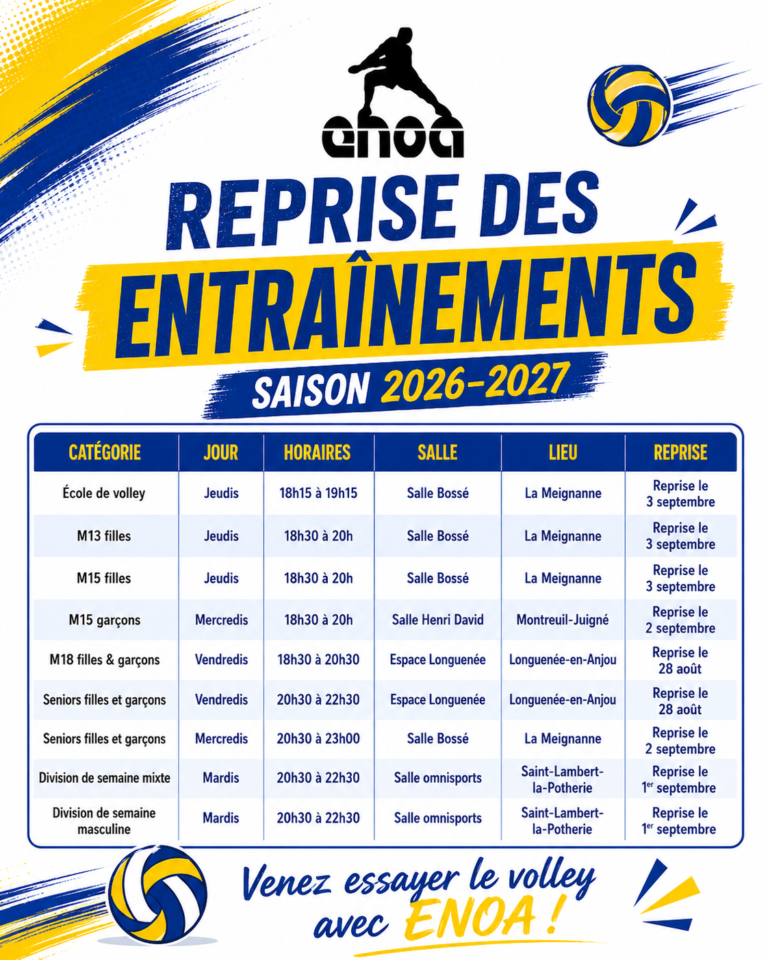 Entrainements 2026/2027